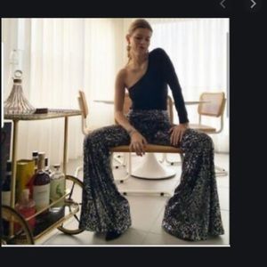 Zara sequined flared black high rise trousers
